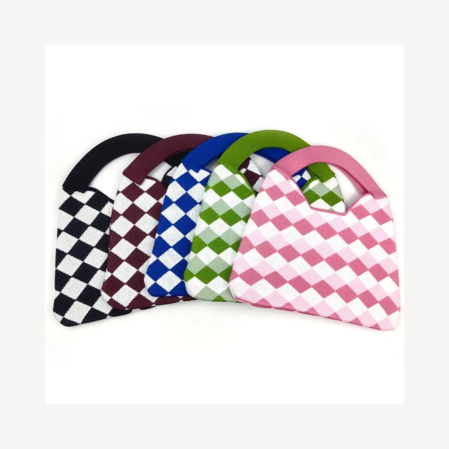 Checkerboard jacquard handbag