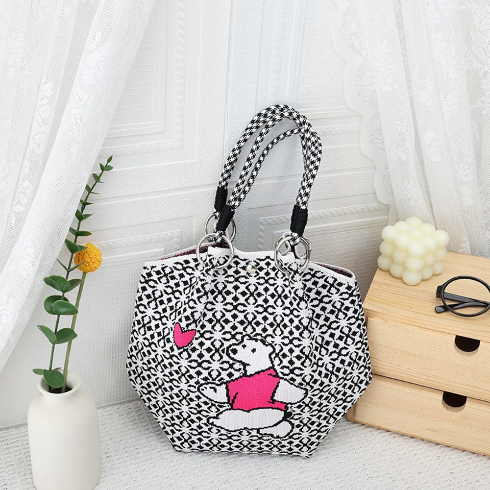 Braided-Handle Bucket Bags — Bear