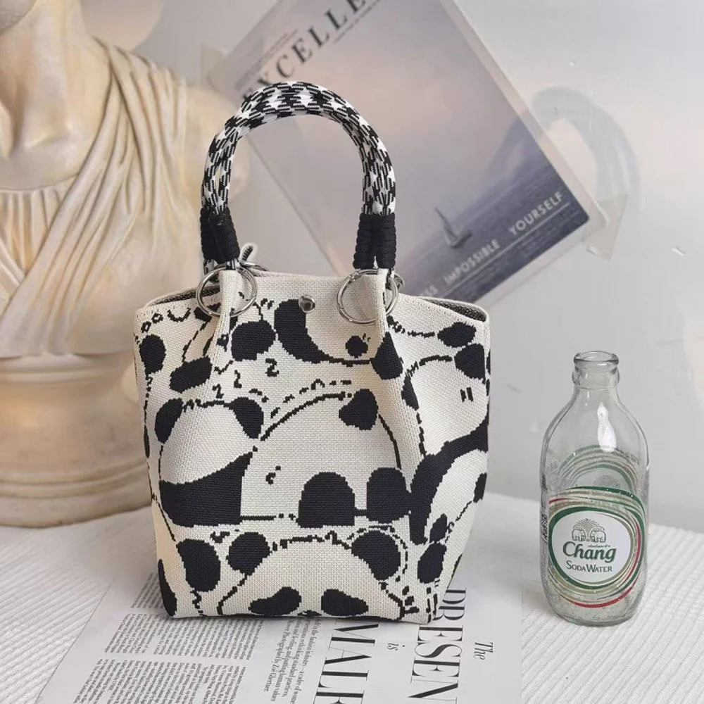 Braided-Handle Bucket Bags — Panda