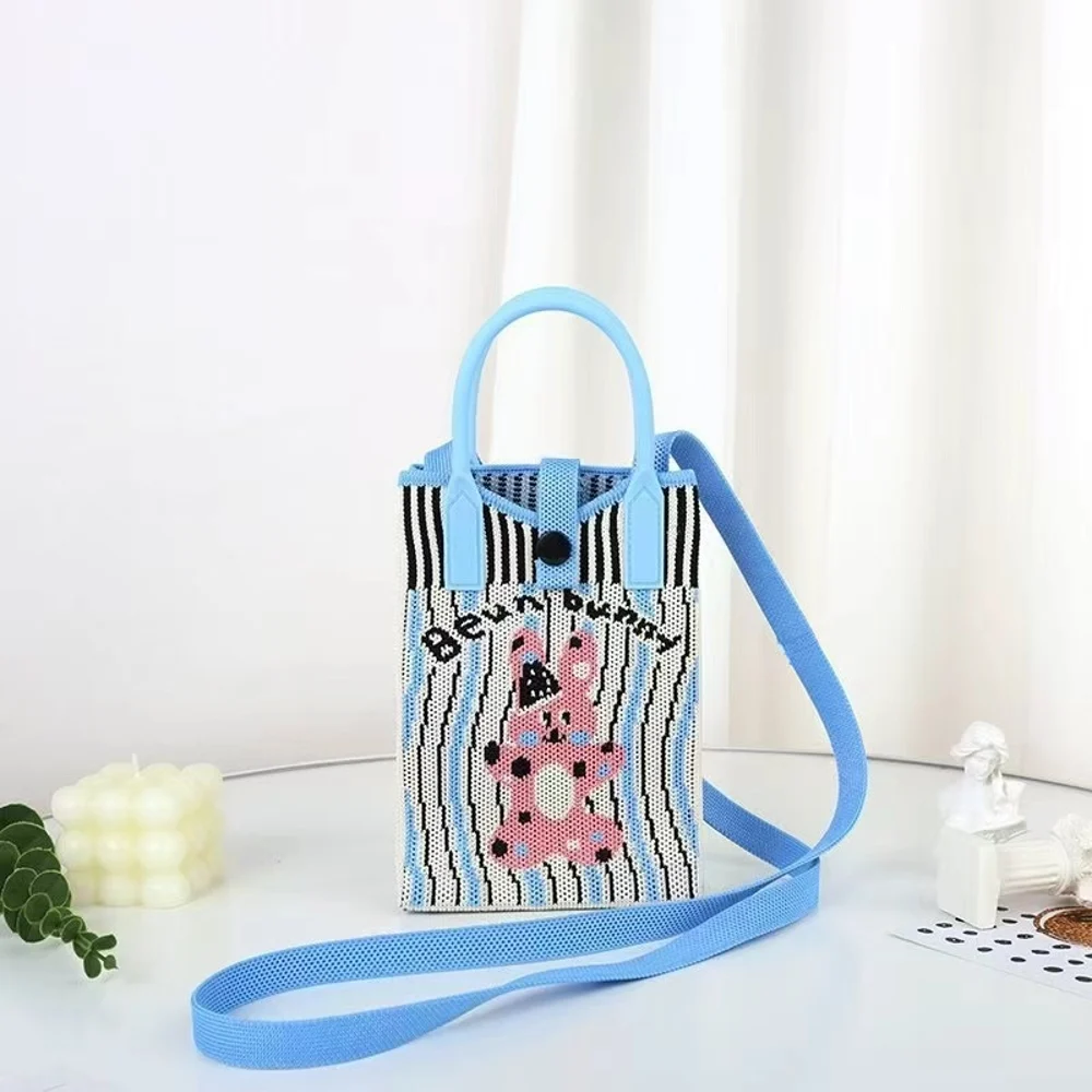 Tab-Closure Phone Totes — Vertical Stripe — Pink