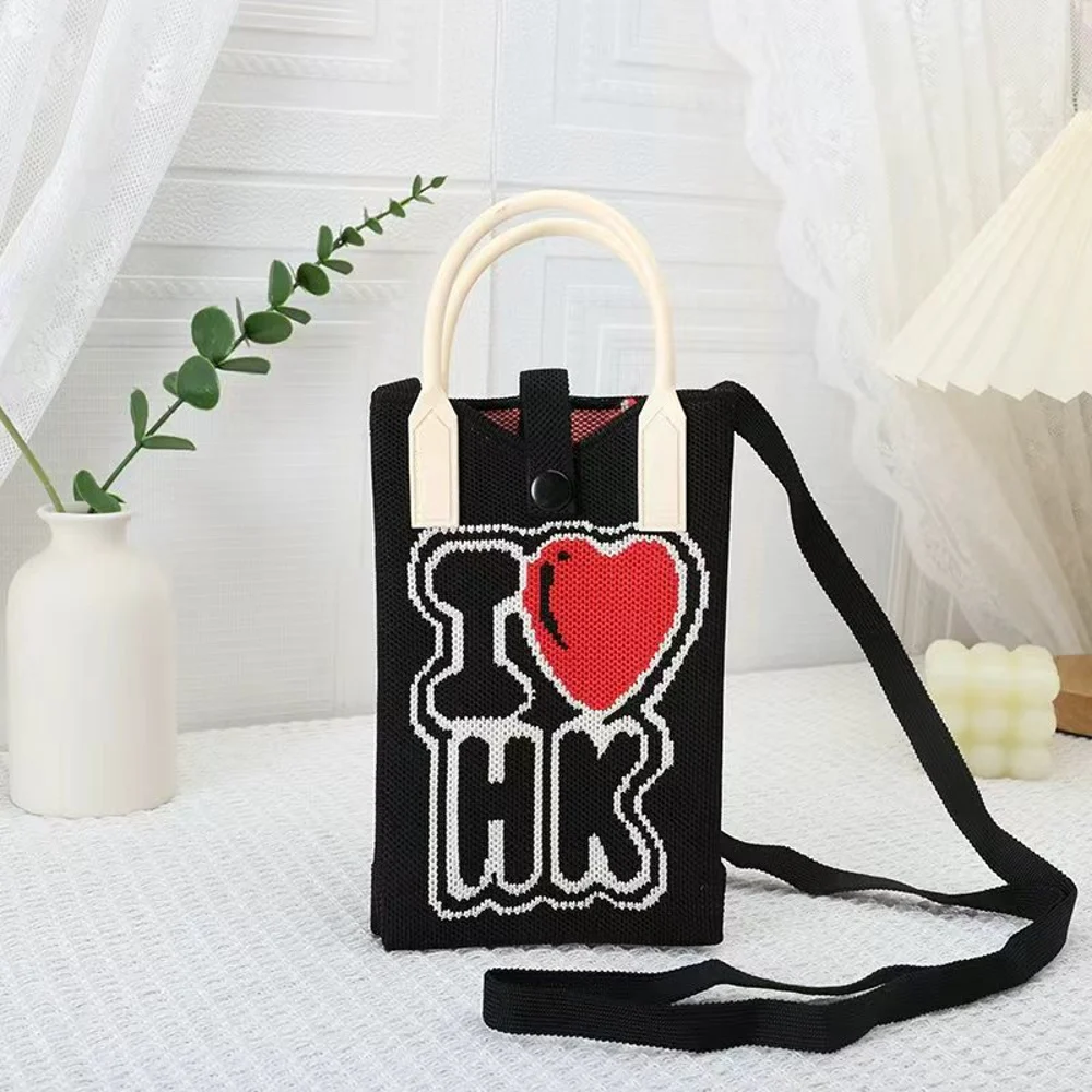 Tab-Closure Phone Totes — Graphic — Black