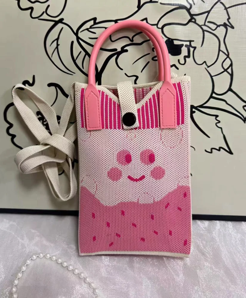 Tab-Closure Phone Totes — Smiley — Pink