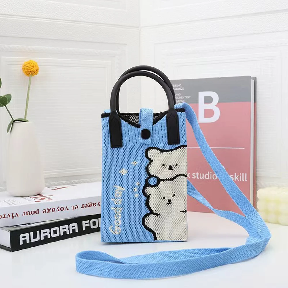 Tab-Closure Phone Totes — Bear — Blue