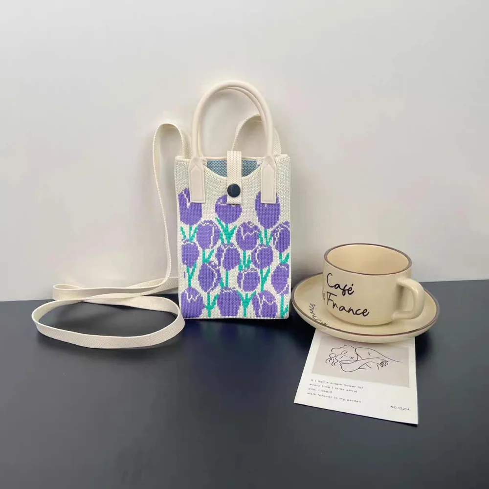 Tab-Closure Phone Totes — Tulip — Purple