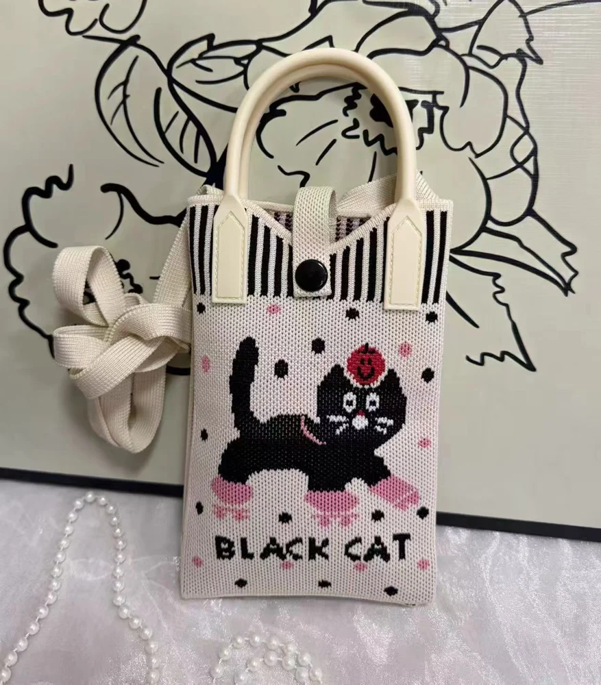 Tab-Closure Phone Totes — Cat