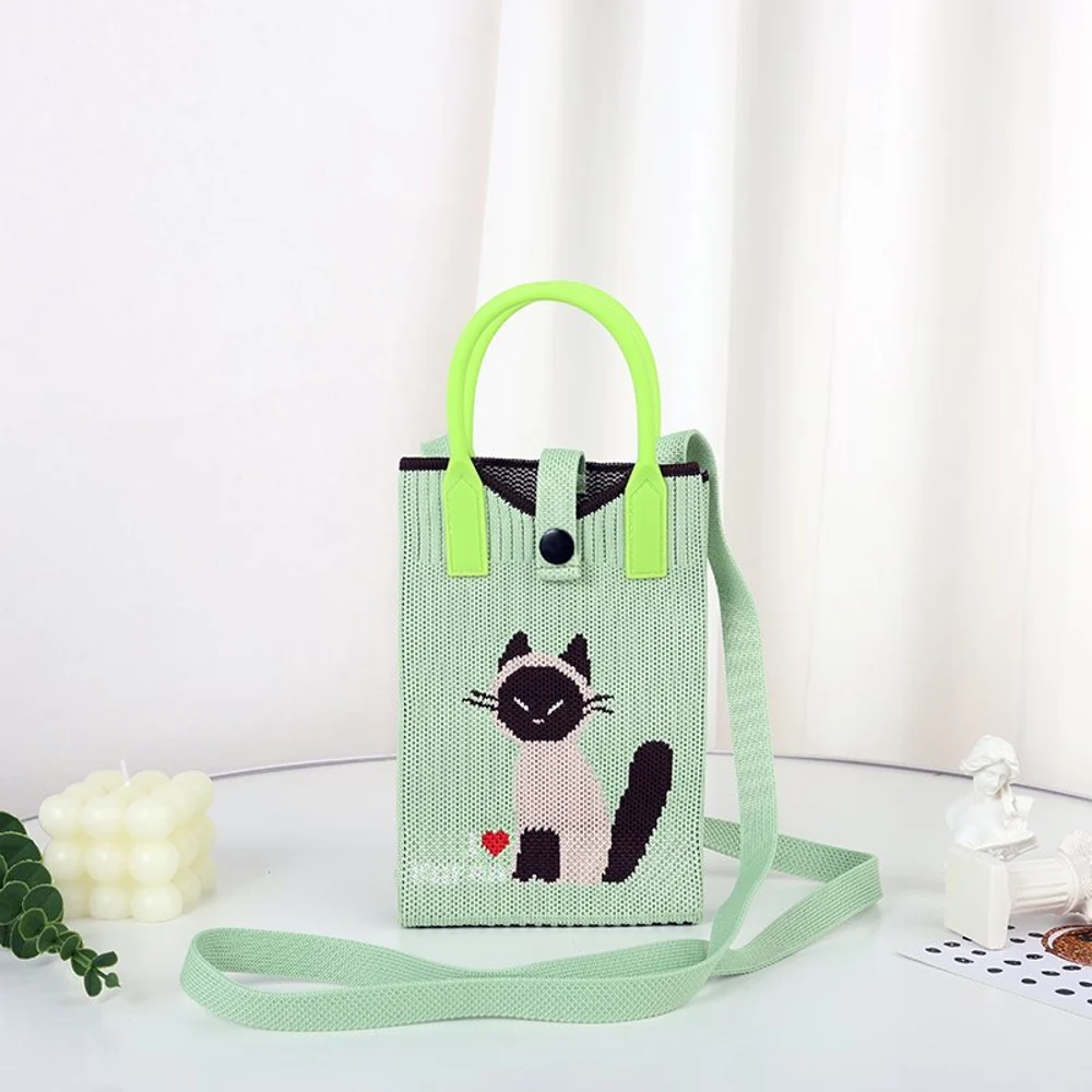 Tab-Closure Phone Totes — Cat — Green