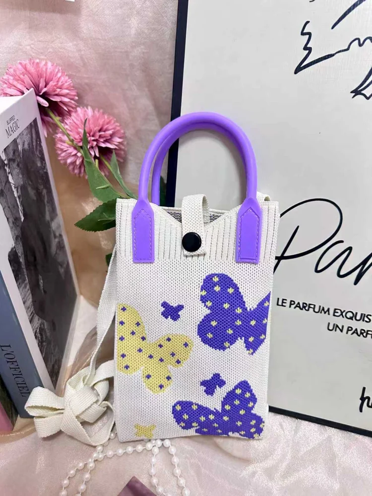 Tab-Closure Phone Totes — Butterfly — Purple