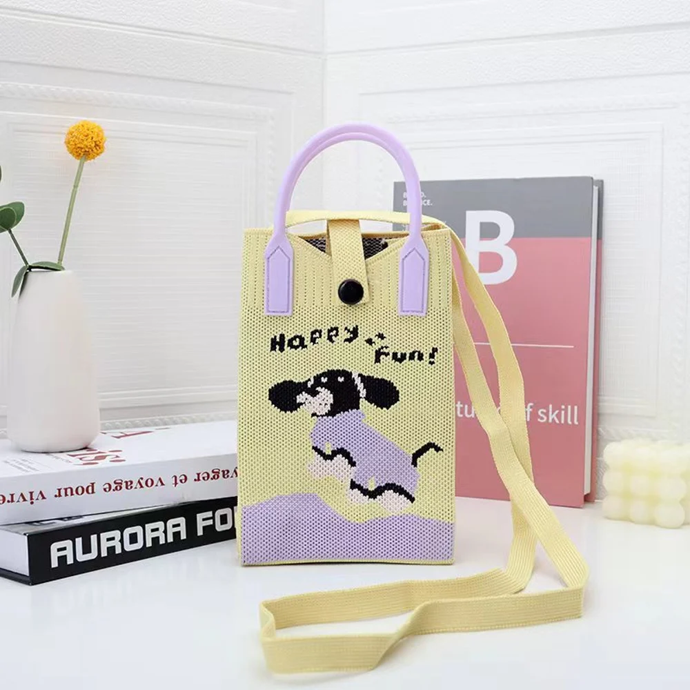 Tab-Closure Phone Totes — Dog — Yellow
