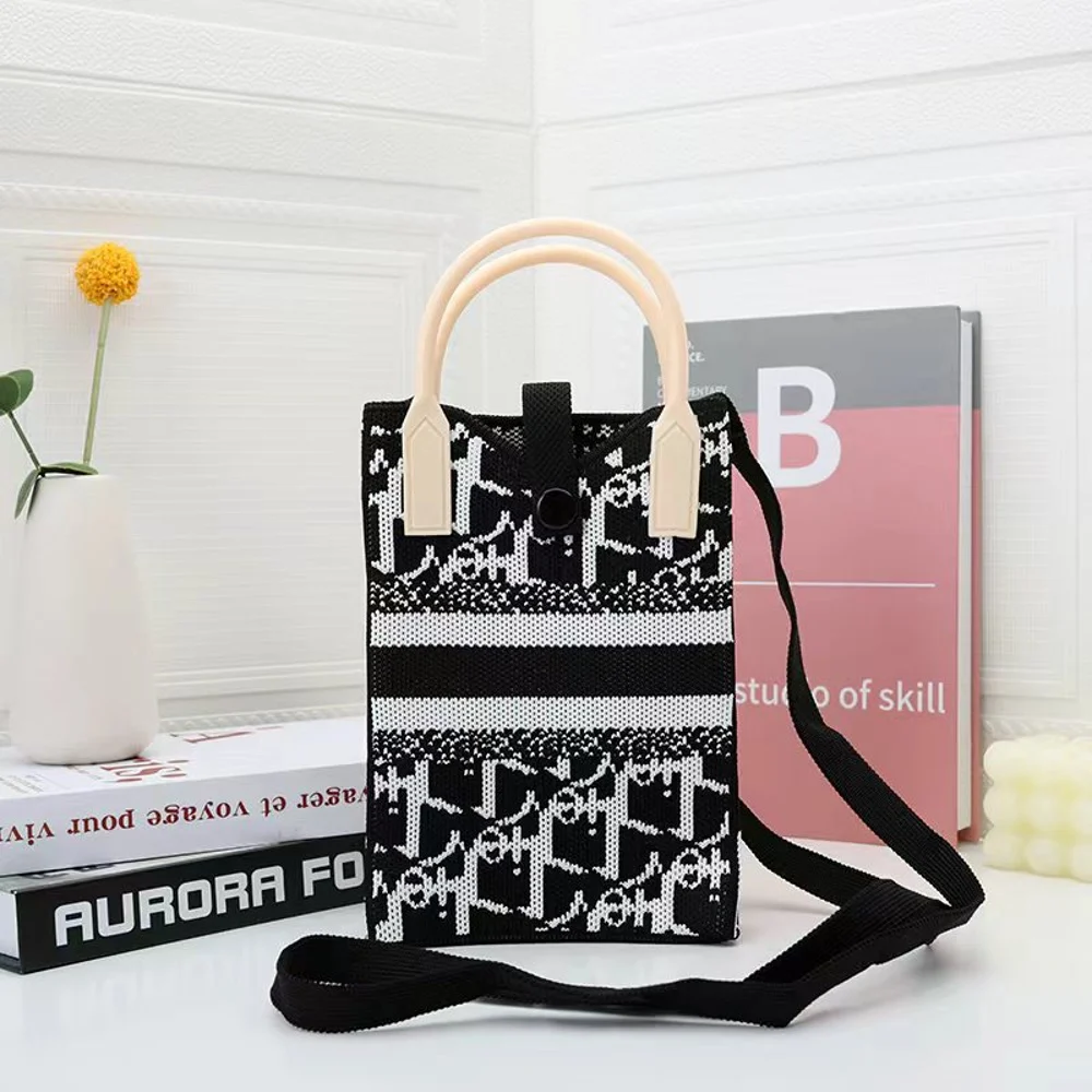 Tab-Closure Phone Totes — Graphic — Black