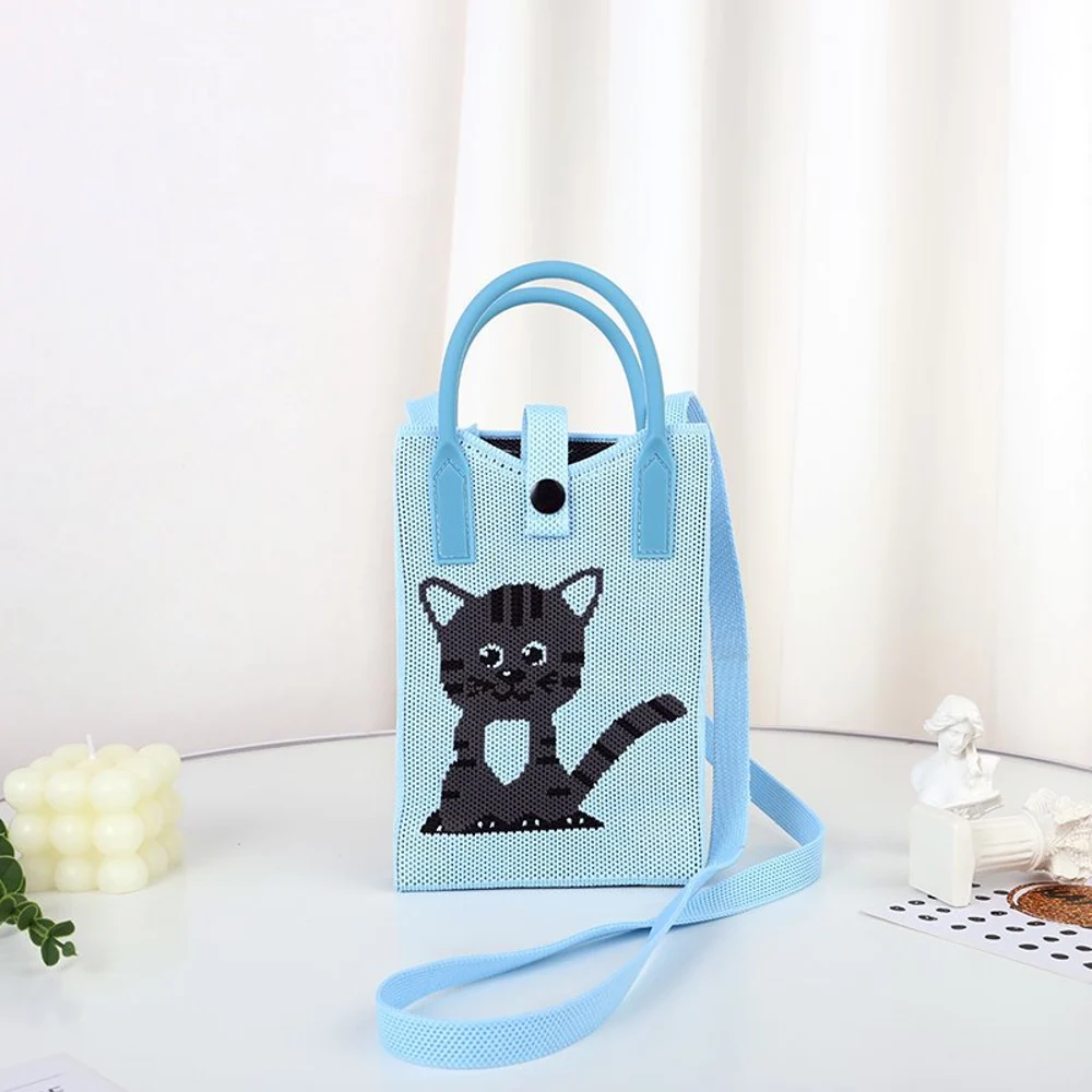 Tab-Closure Phone Totes — Cat — Blue