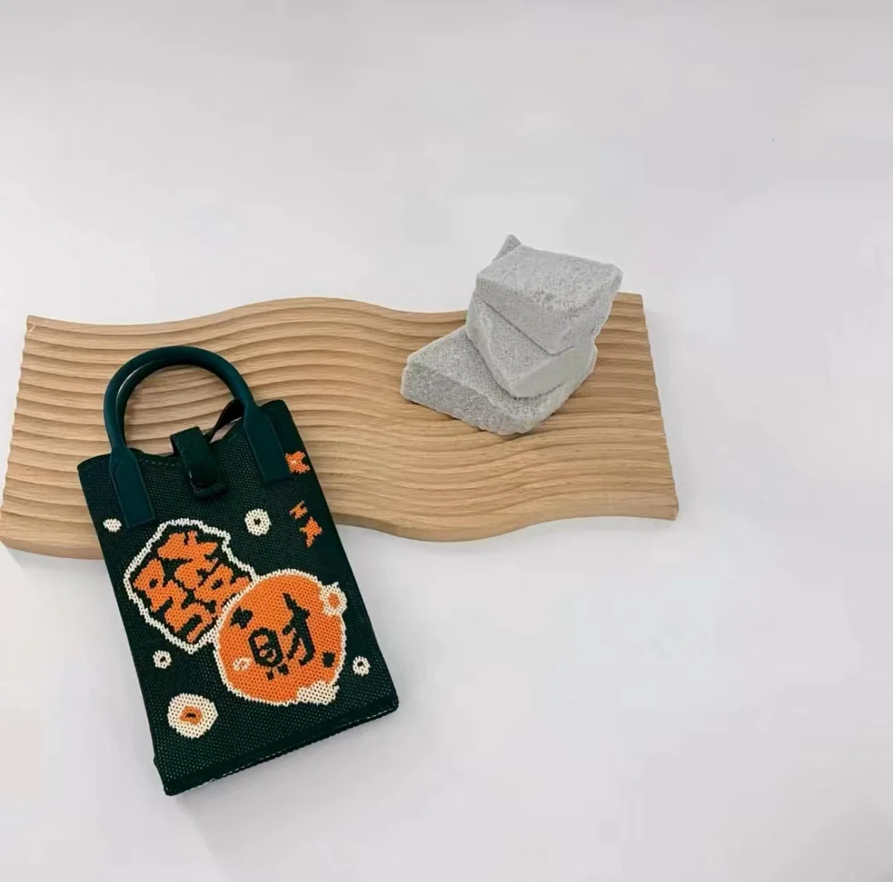 Tab-Closure Phone Totes — Graphic — Dark Green