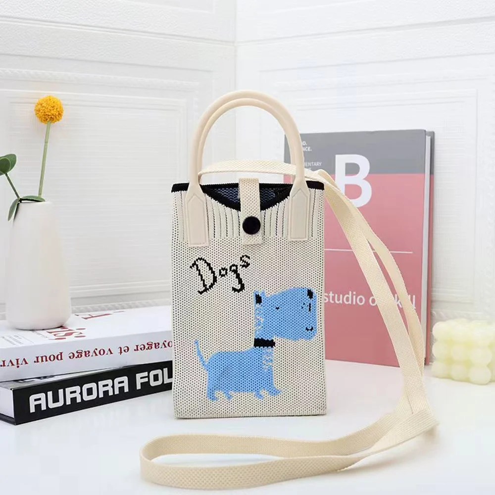 Tab-Closure Phone Totes — Dog — Cream