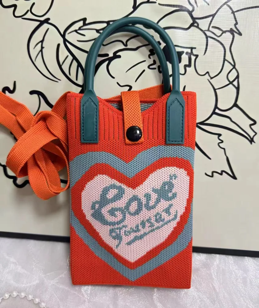 Tab-Closure Phone Totes — Heart — Red