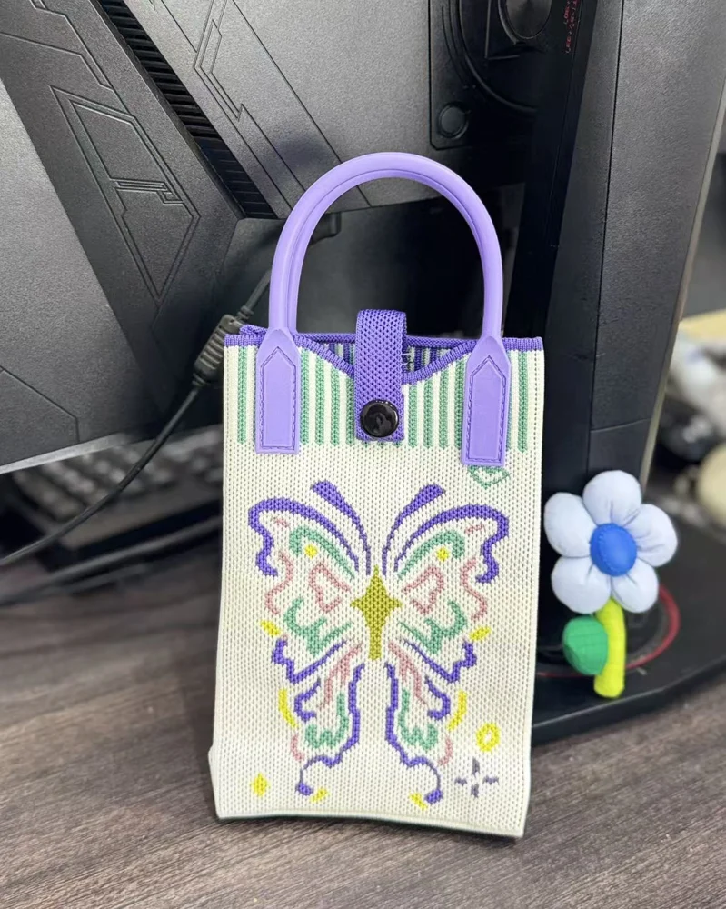 Tab-Closure Phone Totes — Butterfly — Purple