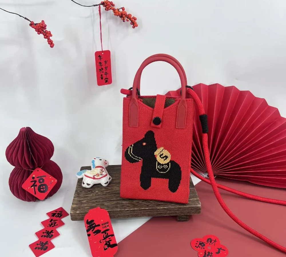 Tab-Closure Phone Totes — Graphic — Red
