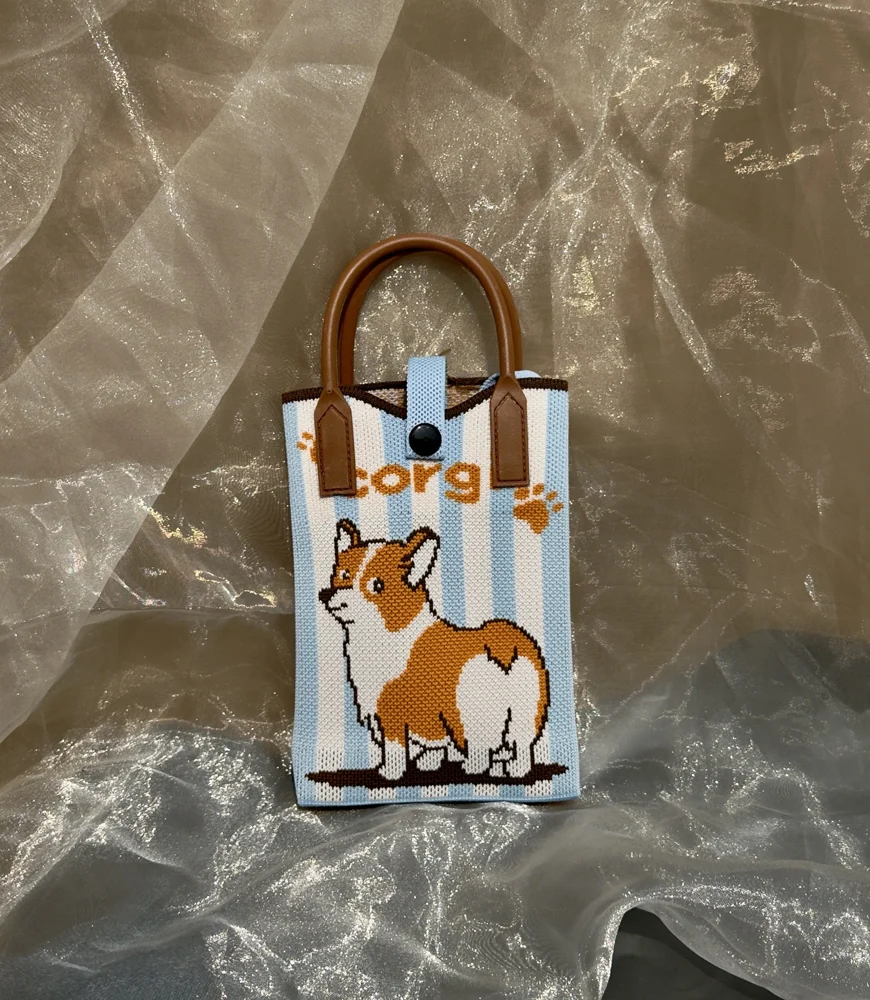Tab-Closure Phone Totes — Dog — Blue