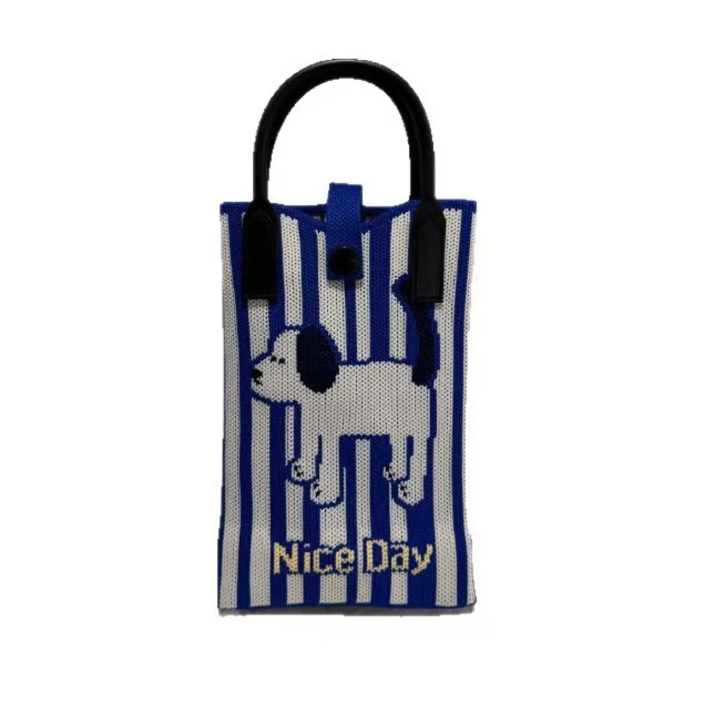 Tab-Closure Phone Totes — Vertical Stripe — Blue
