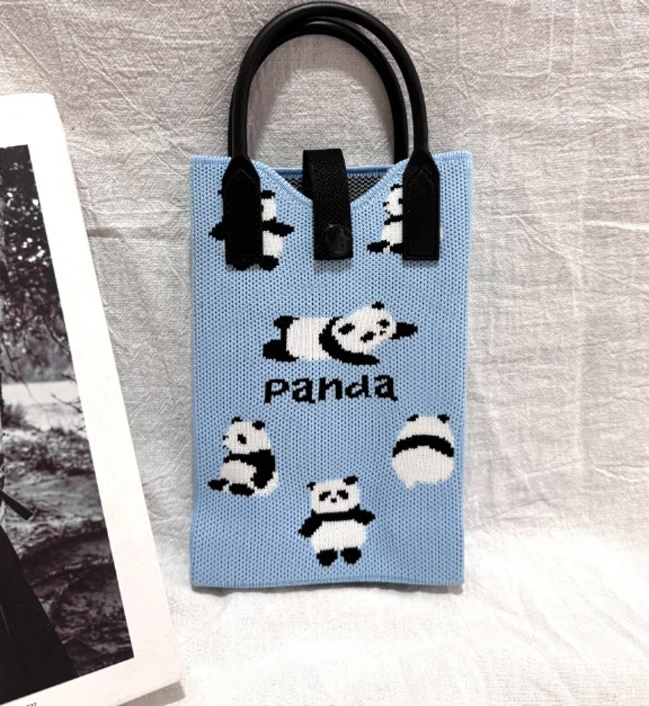 Tab-Closure Phone Totes — Panda — Blue
