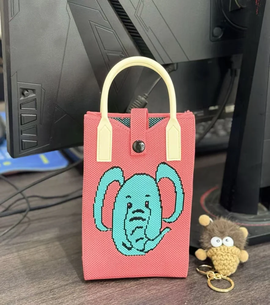Tab-Closure Phone Totes — Elephant — Pink