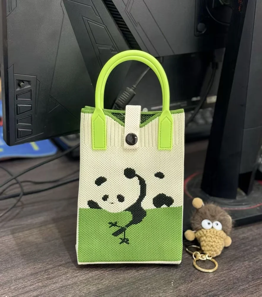 Tab-Closure Phone Totes — Panda — Green