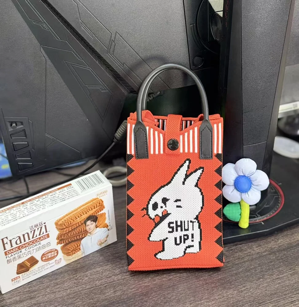 Tab-Closure Phone Totes — Rabbit — Red
