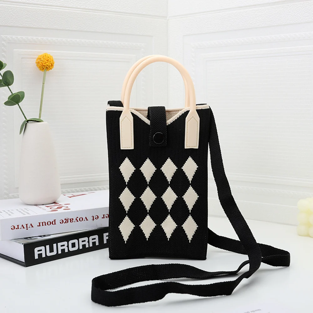 Tab-Closure Phone Totes — Diamond — Black