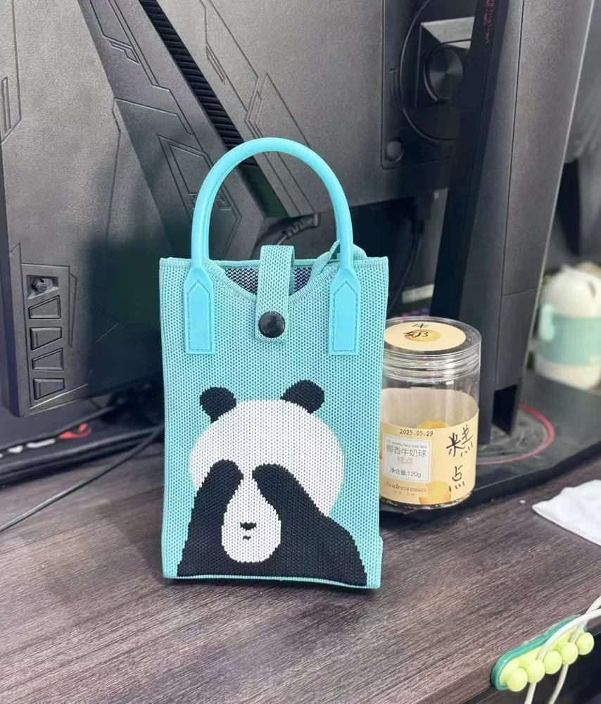 Tab-Closure Phone Totes — Panda — Green