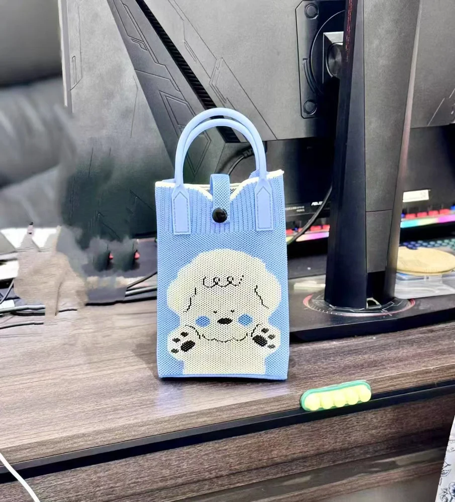 Tab-Closure Phone Totes — Dog — Blue