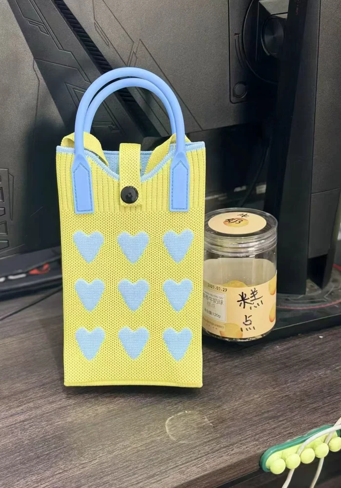 Tab-Closure Phone Totes — Heart — Blue