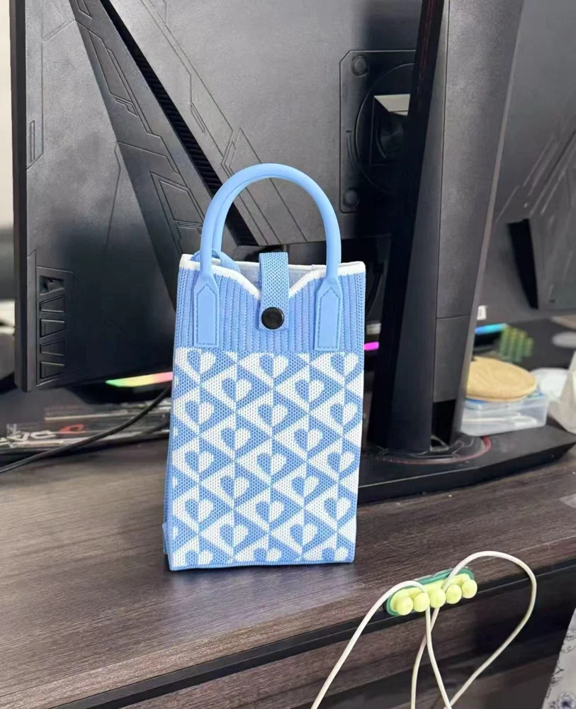 Tab-Closure Phone Totes — Heart — Blue