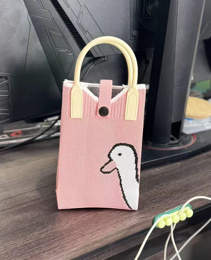 Tab-Closure Phone Totes — Duck — Pink