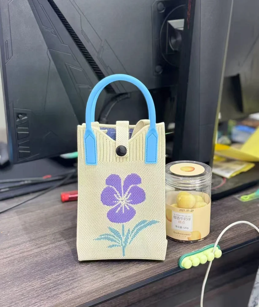 Tab-Closure Phone Totes — Flower — Purple