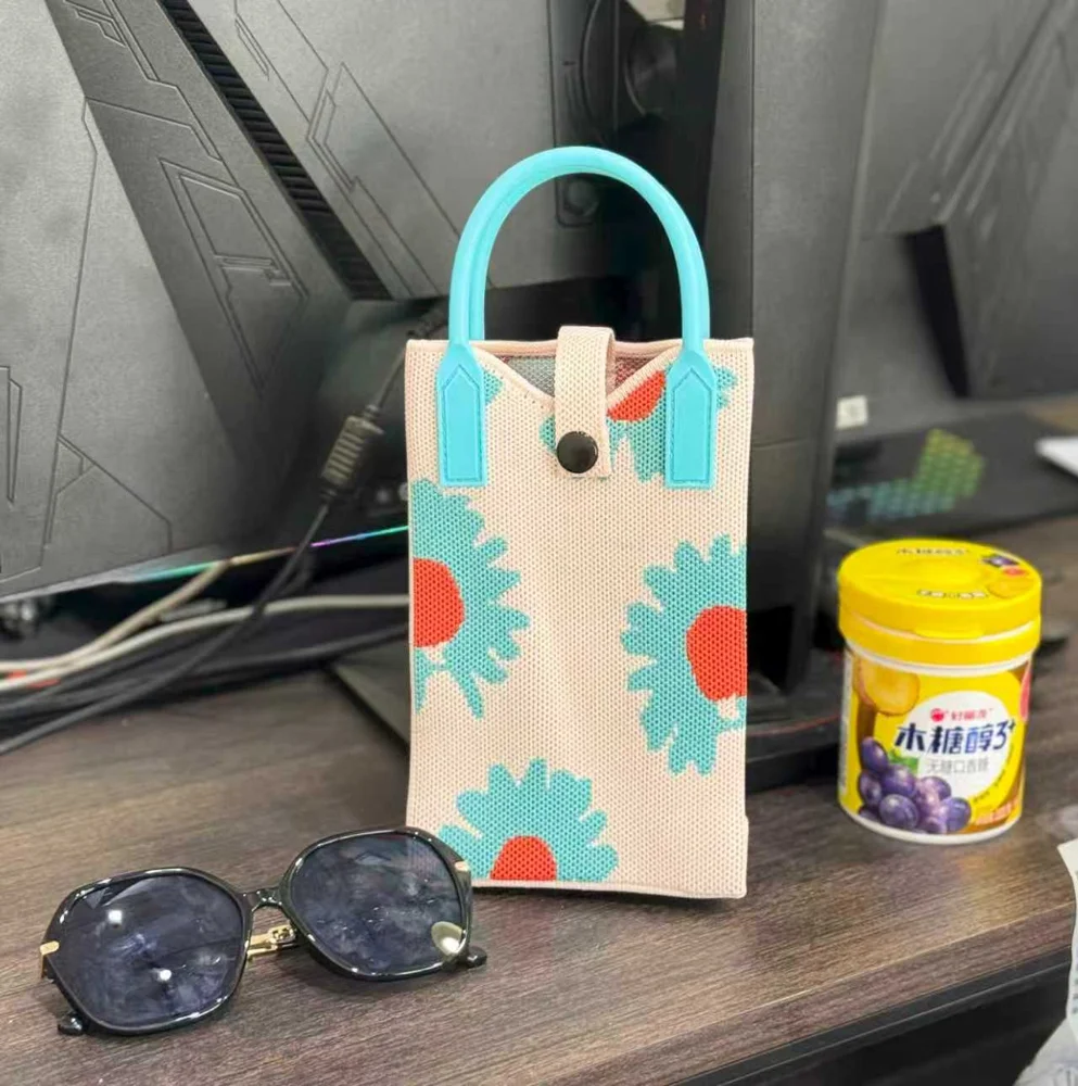 Tab-Closure Phone Totes — Floral — Pink