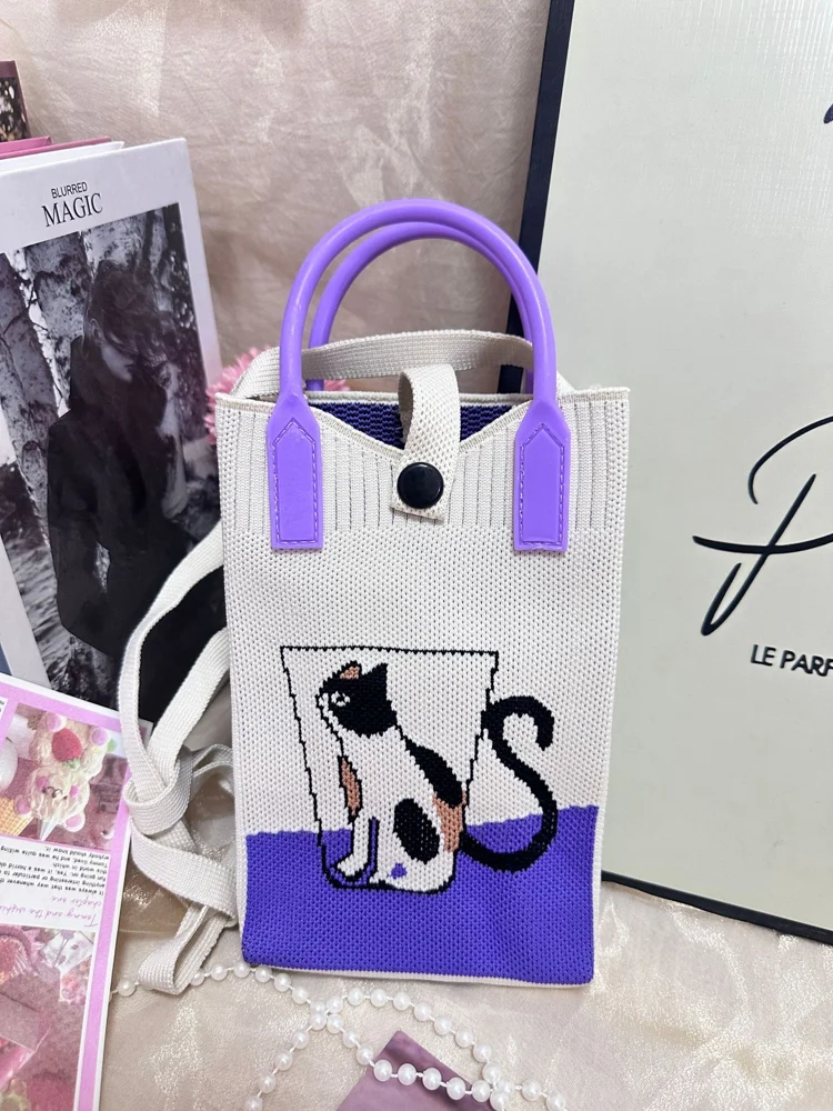 Tab-Closure Phone Totes — Cat