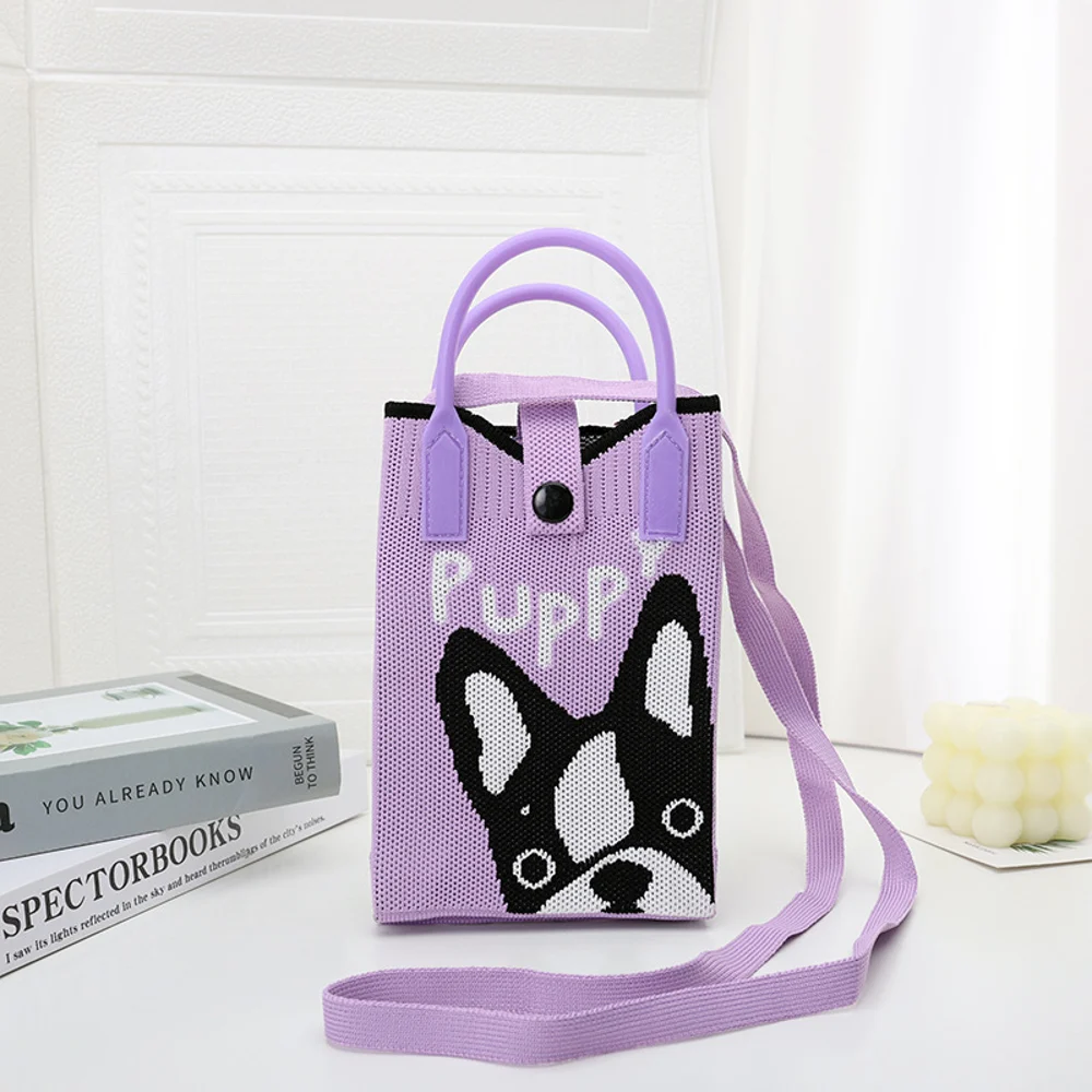 Tab-Closure Phone Totes — Dog — Purple