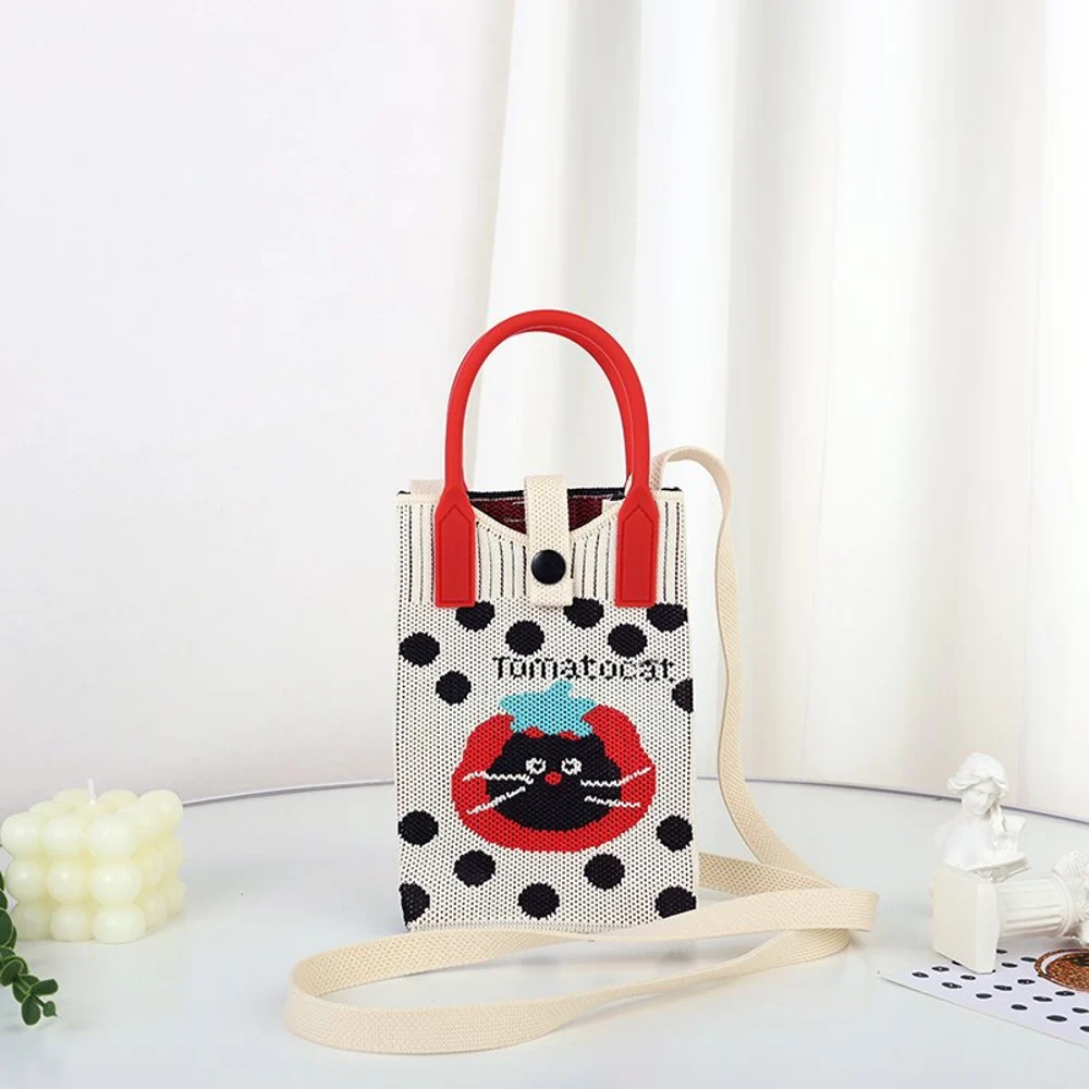 Tab-Closure Phone Totes — Cat — Cream