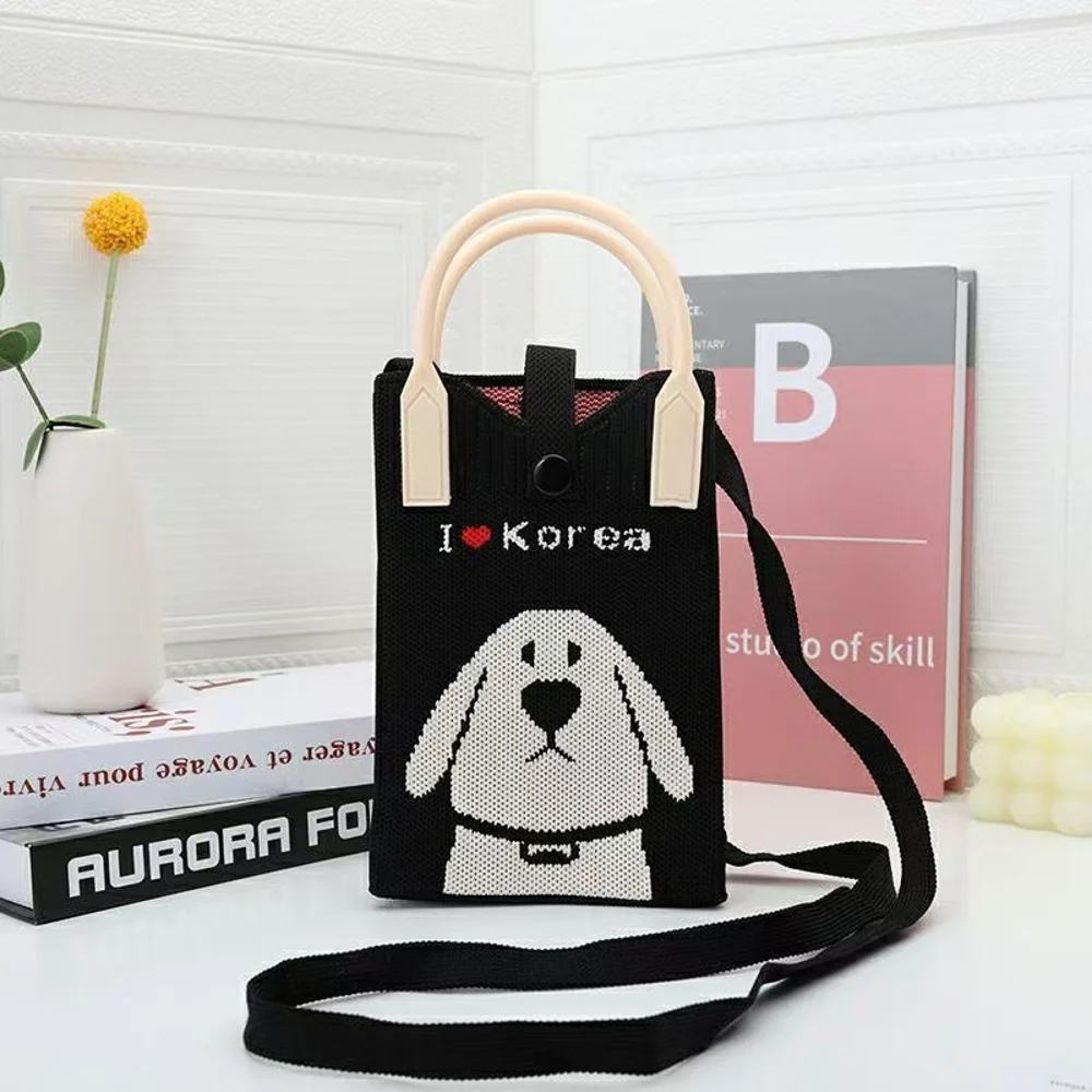 Tab-Closure Phone Totes — Dog — Black