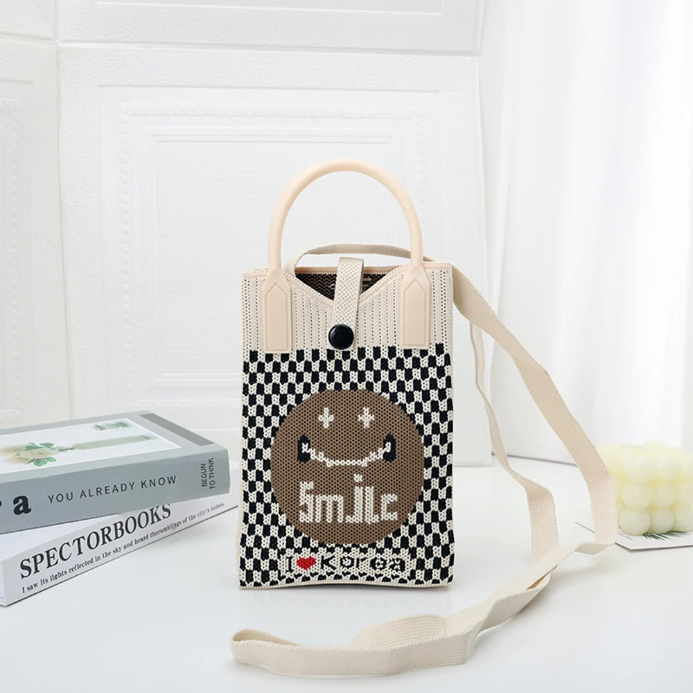 Tab-Closure Phone Totes — Check — Brown