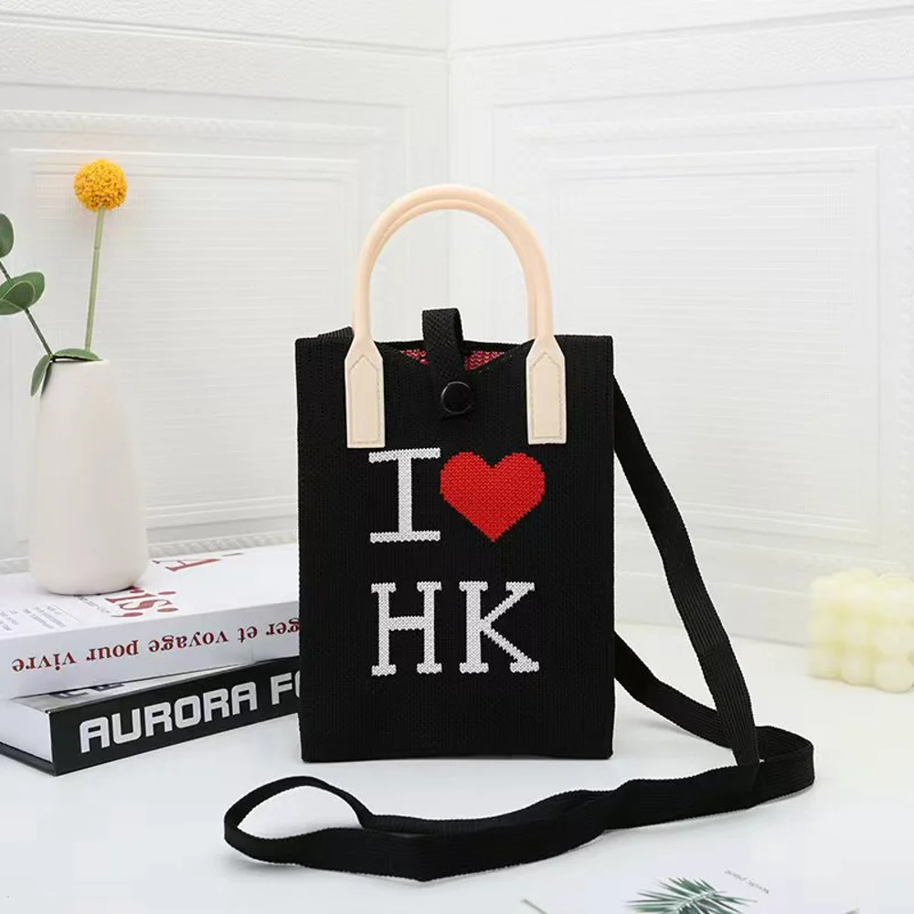 Tab-Closure Phone Totes — Graphic — Black