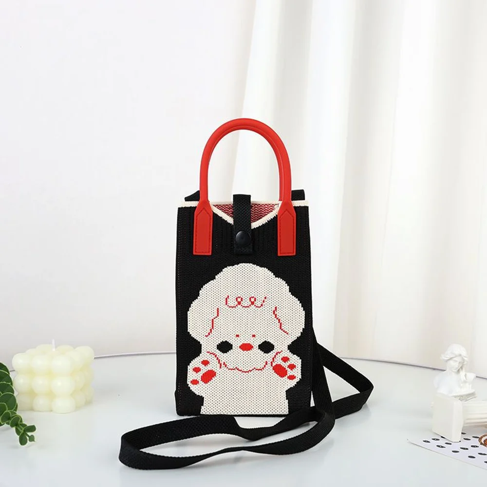 Tab-Closure Phone Totes — Dog — Black