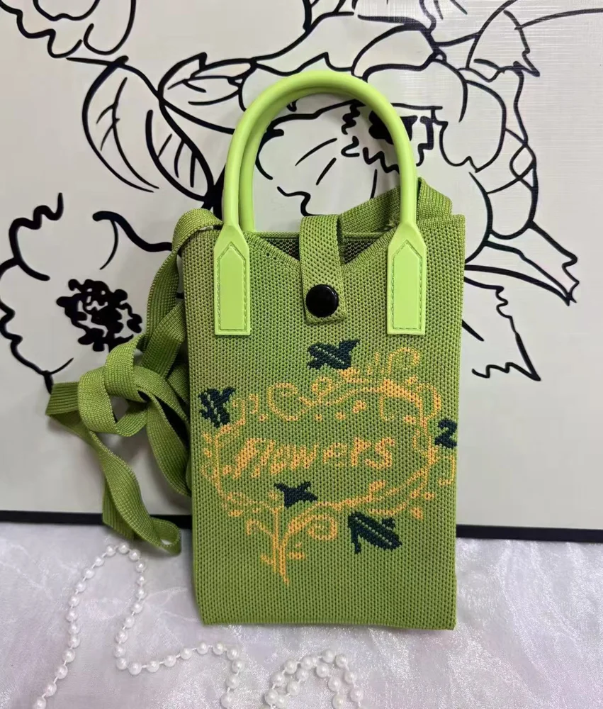 Tab-Closure Phone Totes — Heart — Green