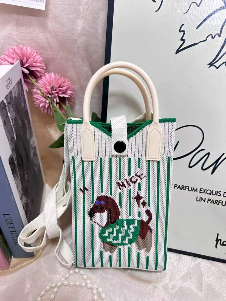 Tab-Closure Phone Totes — Vertical Stripe