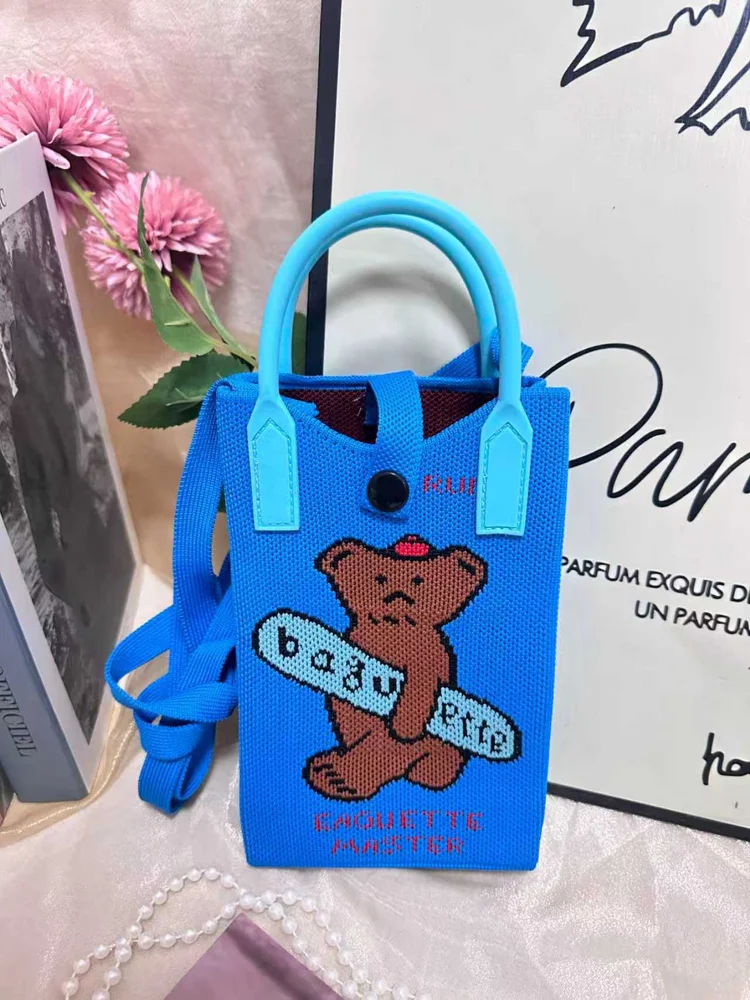 Tab-Closure Phone Totes — Bear — Blue