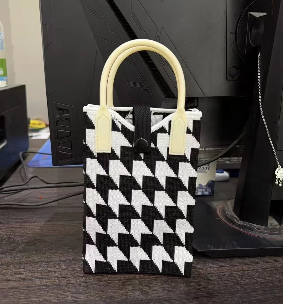 Tab-Closure Phone Totes — Graphic — Black