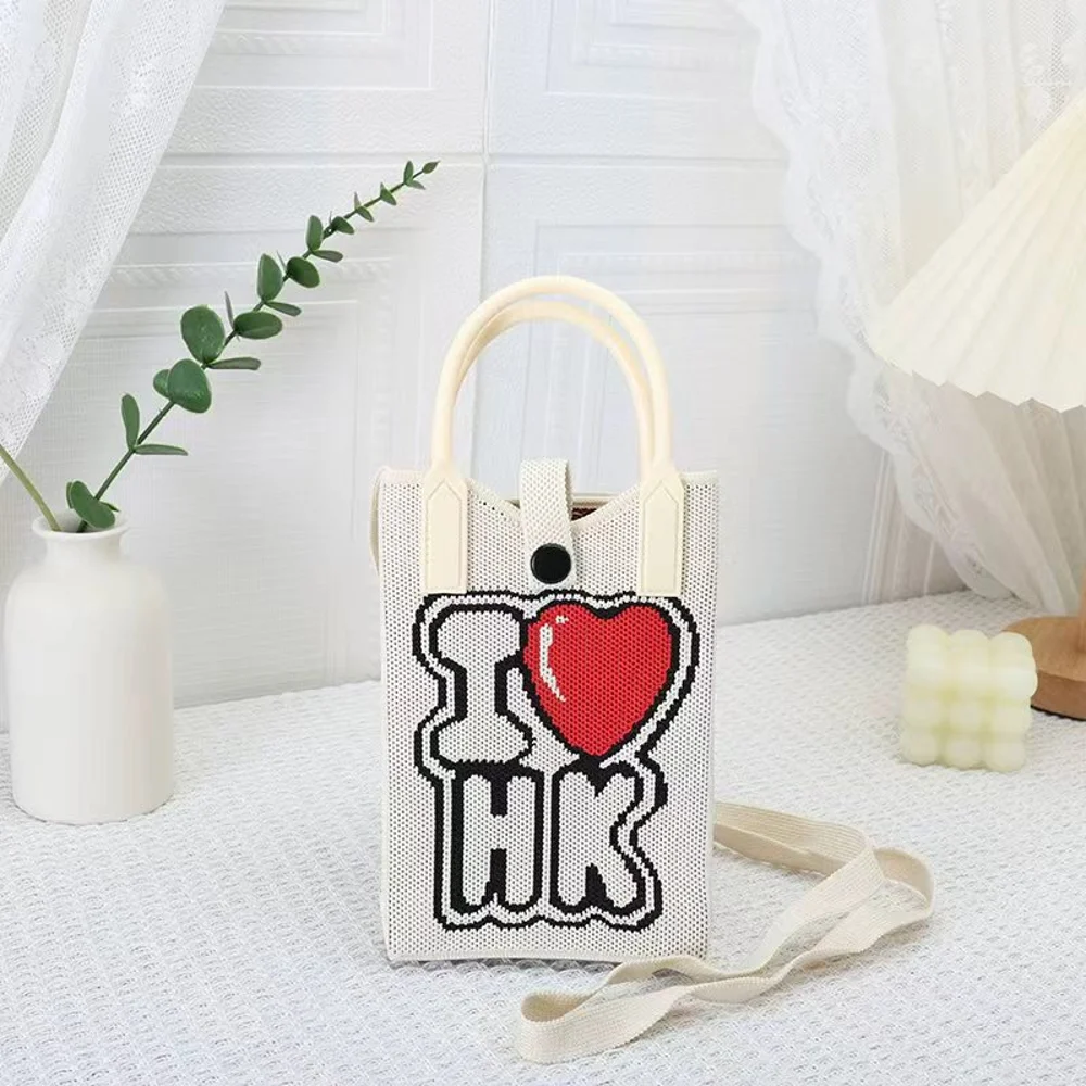Tab-Closure Phone Totes — Graphic — Cream