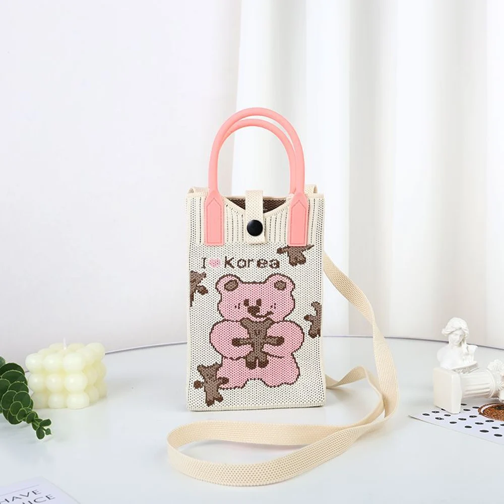 Tab-Closure Phone Totes — Bear — Pink