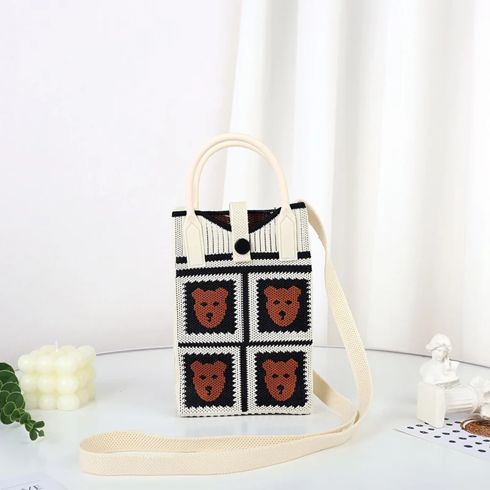 Tab-Closure Phone Totes — Check — Cream
