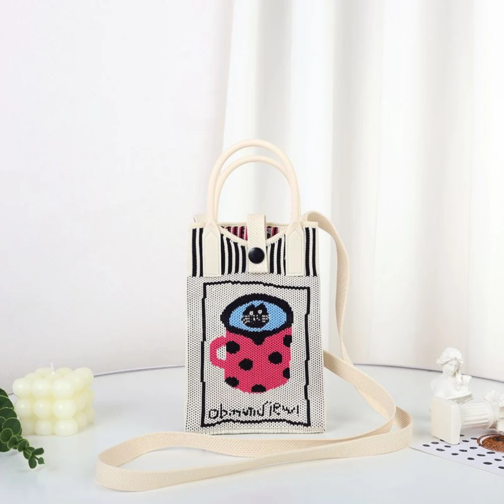 Tab-Closure Phone Totes — Cat — Pink