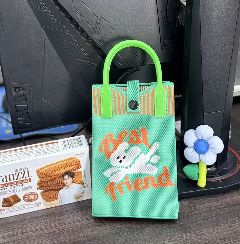 Tab-Closure Phone Totes — Rabbit — Green