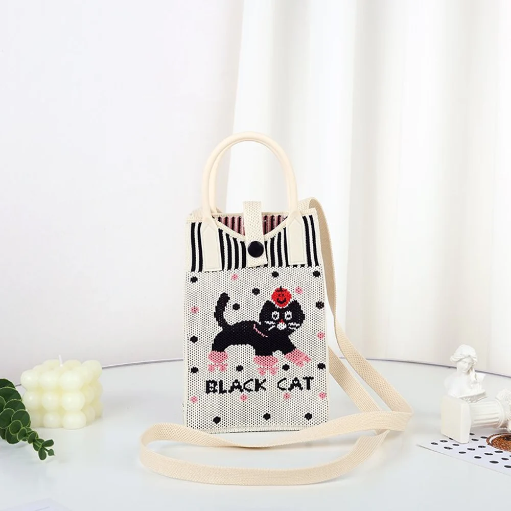 Tab-Closure Phone Totes — Cat — Cream
